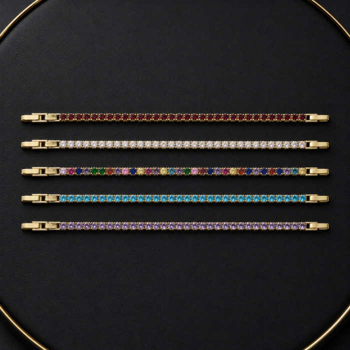 Set 5 Bratari Tennis Gold Rainbow 3 MM / 20 CM [3]