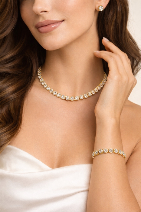 Set Bijuterii Angelic Gold Diamonds 8 MM 14K [2]