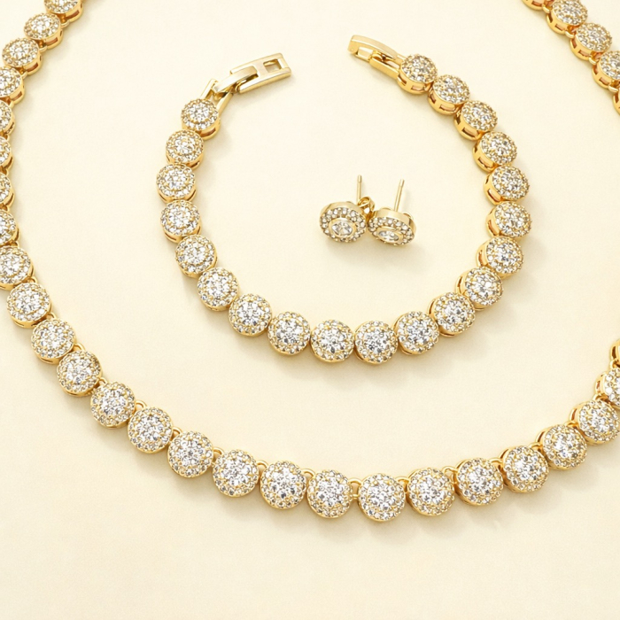 Set Bijuterii Angelic Gold Diamonds 8 MM 14K [3]