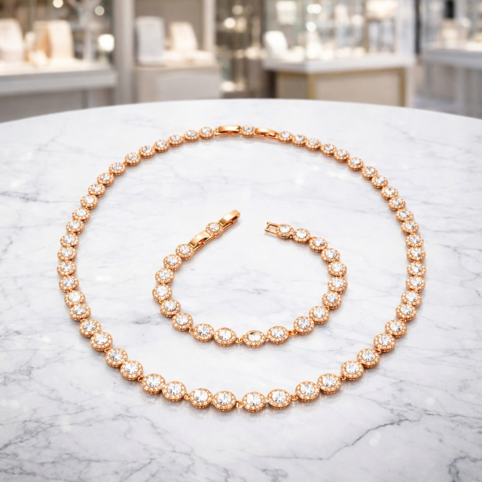 Set Angelic Rose Gold Diamonds 8MM AAA+ Quality [4]