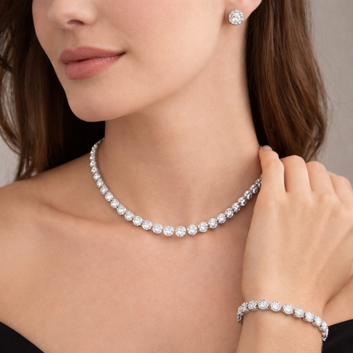 Set Bijuterii Angelic Silver Full Diamonds 8 MM [4]