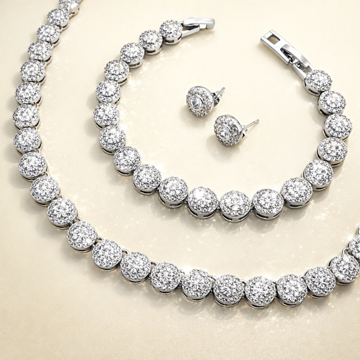 Set Bijuterii Angelic Silver Full Diamonds 8 MM [2]