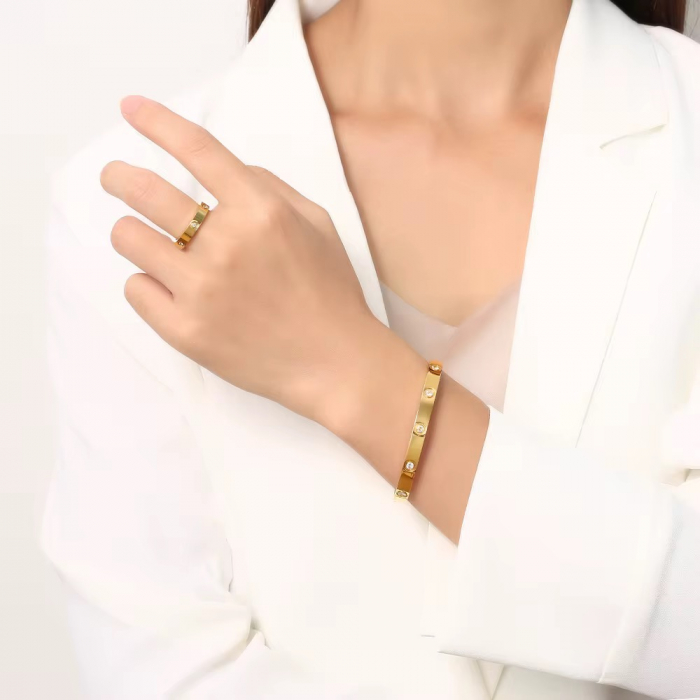 Set Bratara-Inel Brooks Gold Bangle Diamonds [2]