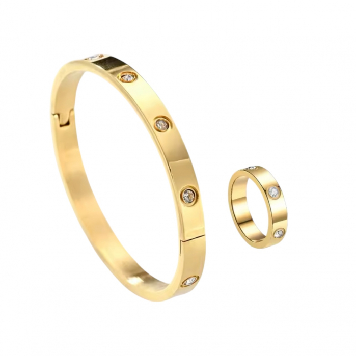 Set Bratara-Inel Brooks Gold Bangle Diamonds [1]
