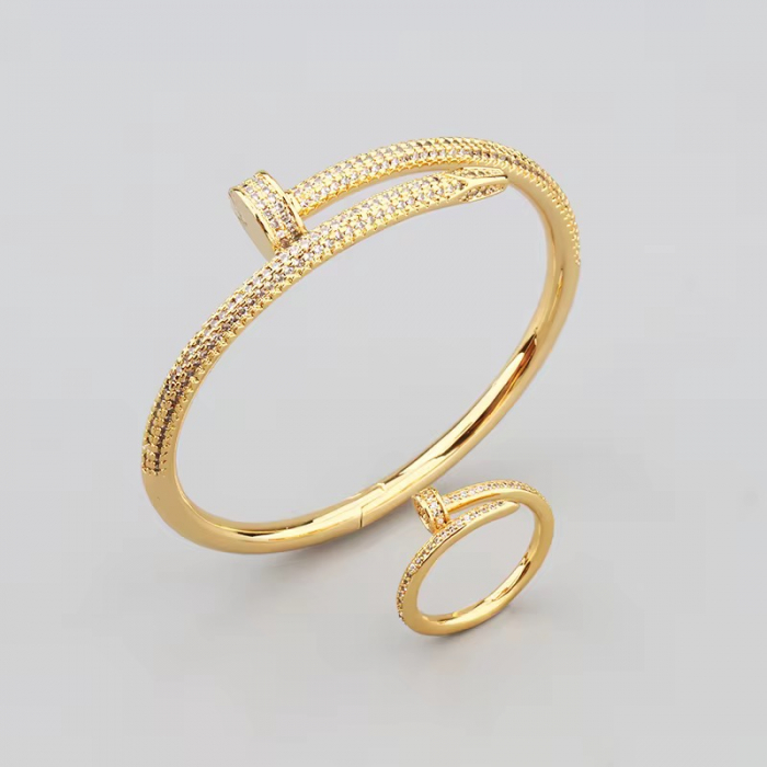Set Bratara-Inel Gold Diamonds Nail [2]