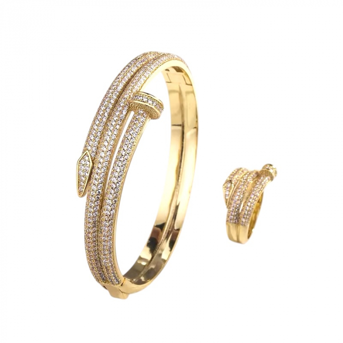 Set Bratara-Inel Gold Diamonds Nail [1]