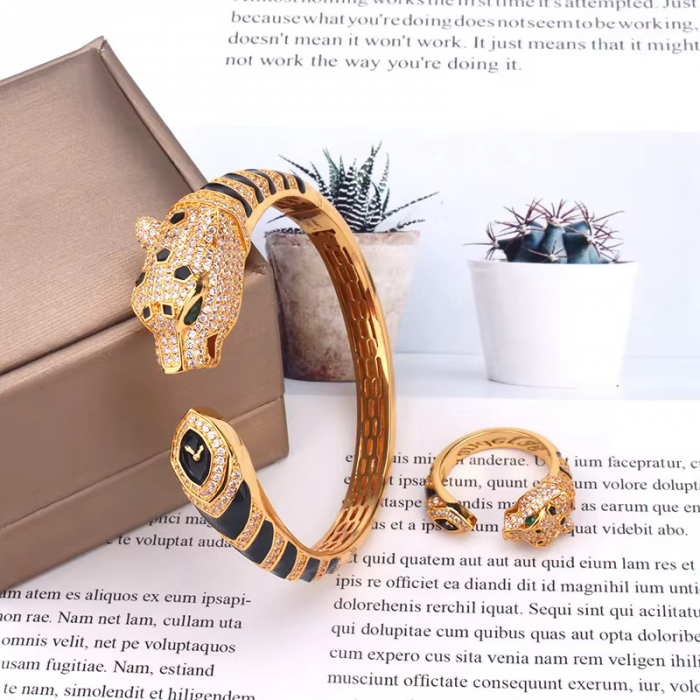 Set Bratara-Inel Gold Gatopardo Clock [2]