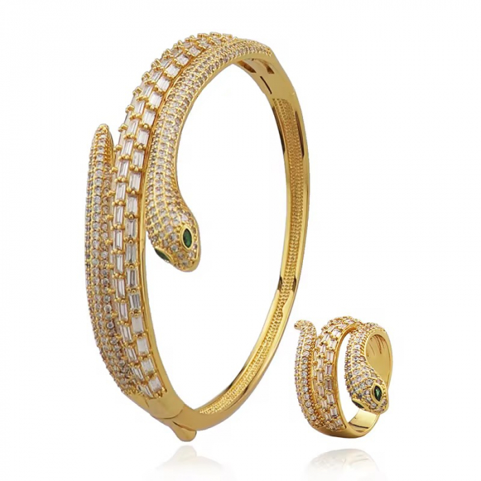 Set Bratara-Inel Gold Snake Diamonds [1]