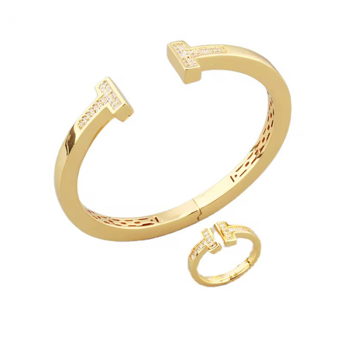 Set Bratara-Inel Gold T-Design [1]