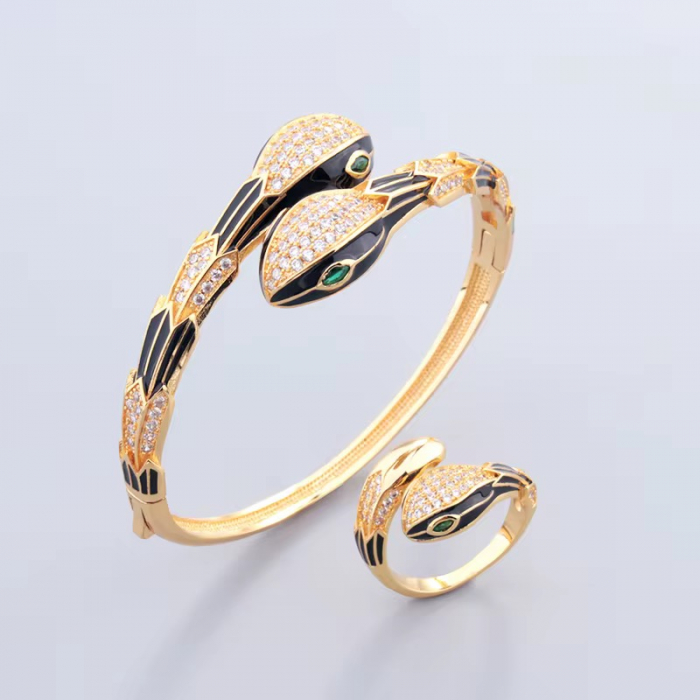 Set Bratara-Inel GoldBlack Snake [2]