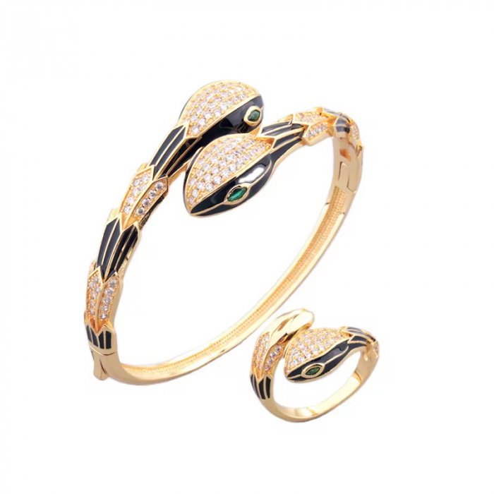 Set Bratara-Inel GoldBlack Snake [1]