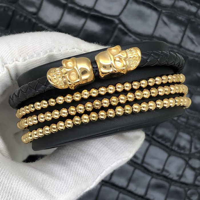 Set Bratari Brooks Gold Skull Beads [3]