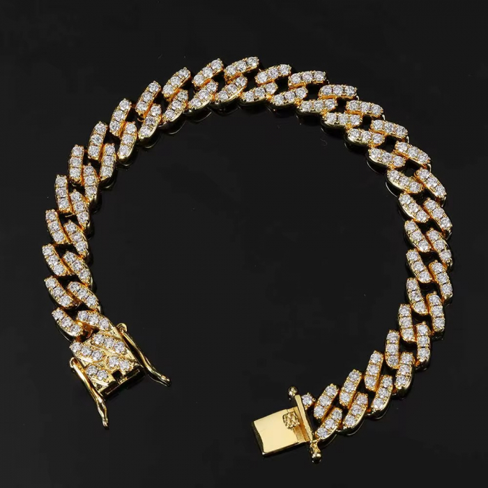 Set Brooks Cuban Gold Full Diamonds 8mm [4]