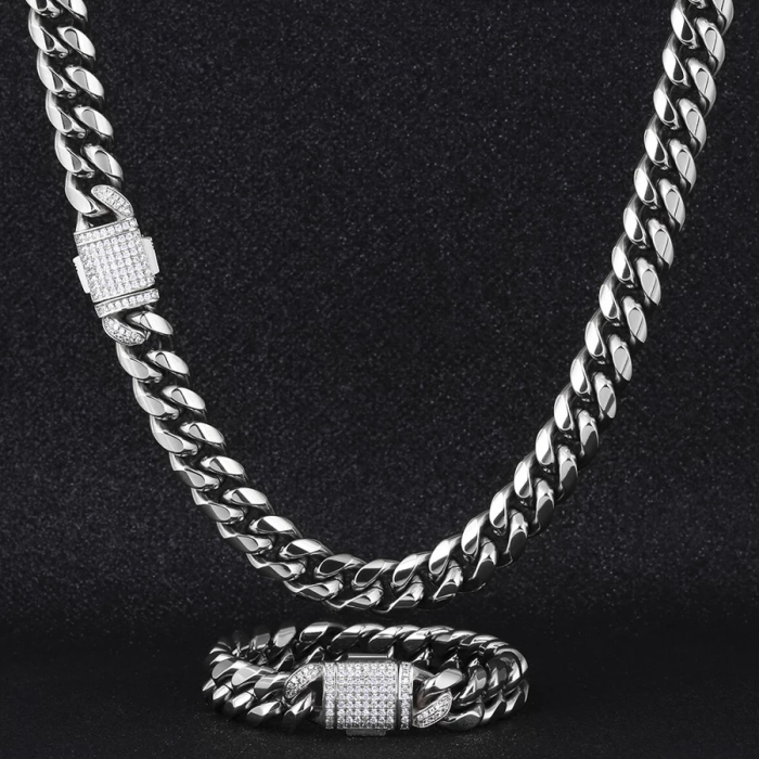 Set Brooks Cuban Silver Woman Design 40 CM [3]