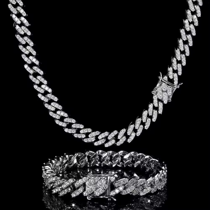 Set Brooks Cuban Silver Woman Full Diamonds [3]