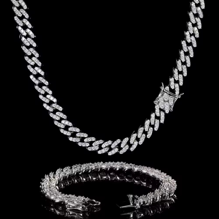 Set Brooks Cuban Silver Woman Full Diamonds [6]