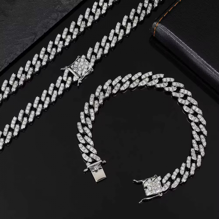Set Brooks Cuban Silver Woman Full Diamonds [2]