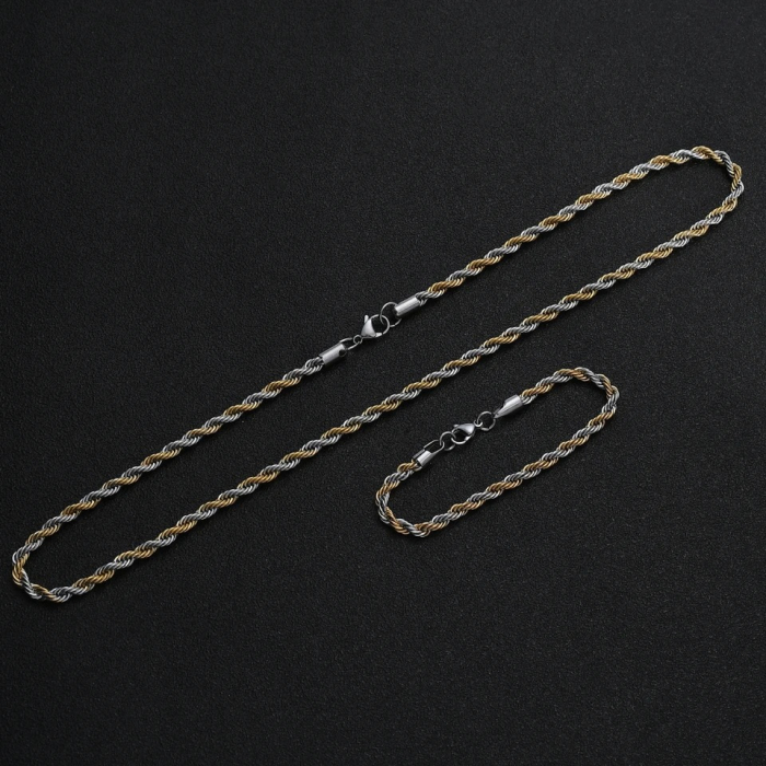 Set Brooks Lant-Bratara GoldSilver Rope [2]