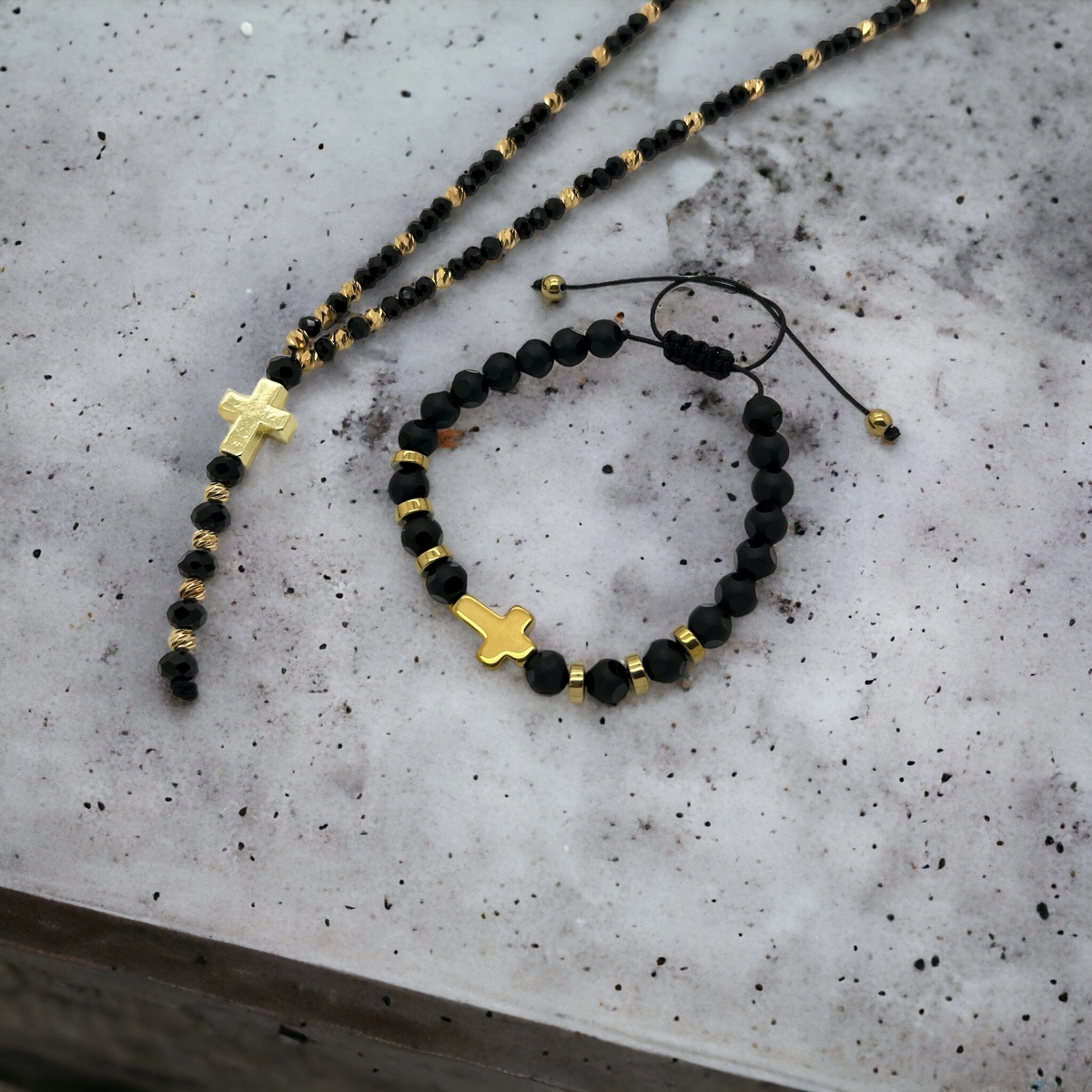 Set Brooks Lant-Bratara Rosary Cross [2]