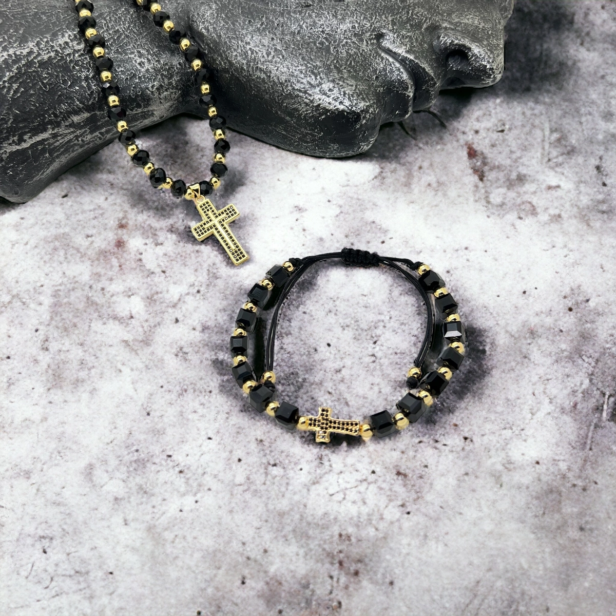 Set Brooks Lant-Bratara Rosary Cross [4]