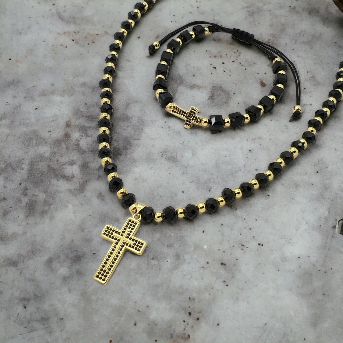 Set Brooks Lant-Bratara Rosary Cross [2]