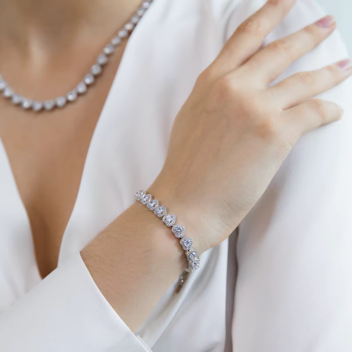 Set Colier Bratara Angelic Hearts Diamonds 8 MM [2]