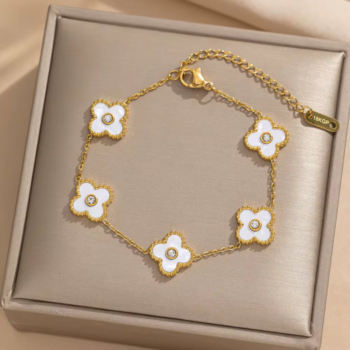 Set Colier-Bratara Dama Gold White Alhambra [2]