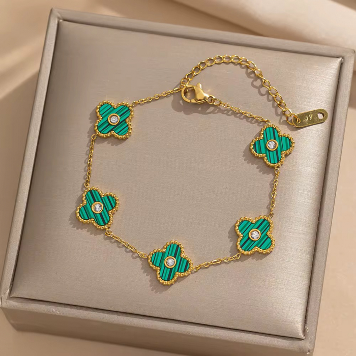 Set Colier-Bratara Dama Green White Alhambra [2]