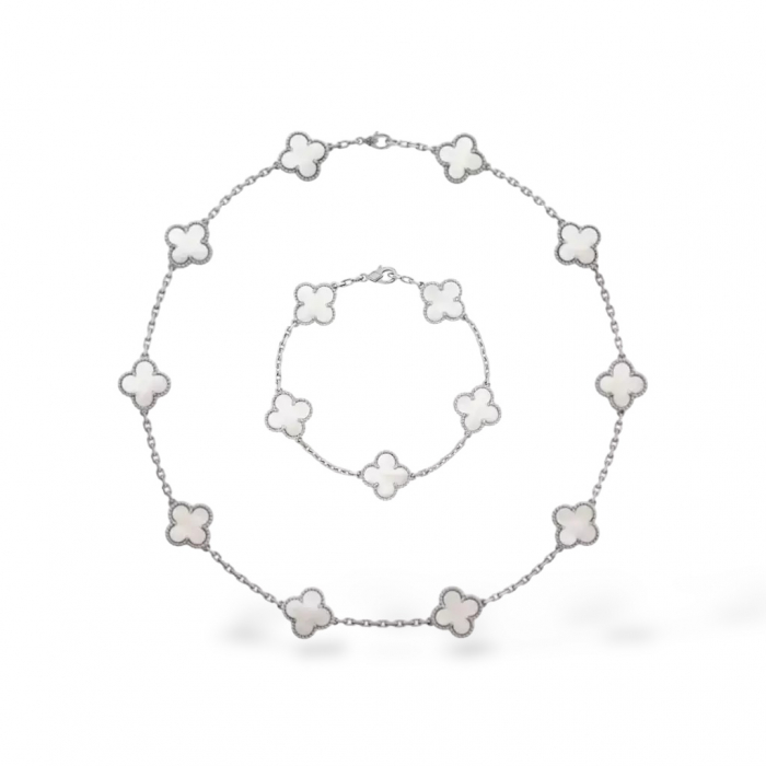 Set Colier-Bratara Dama Silver White Alhambra [1]
