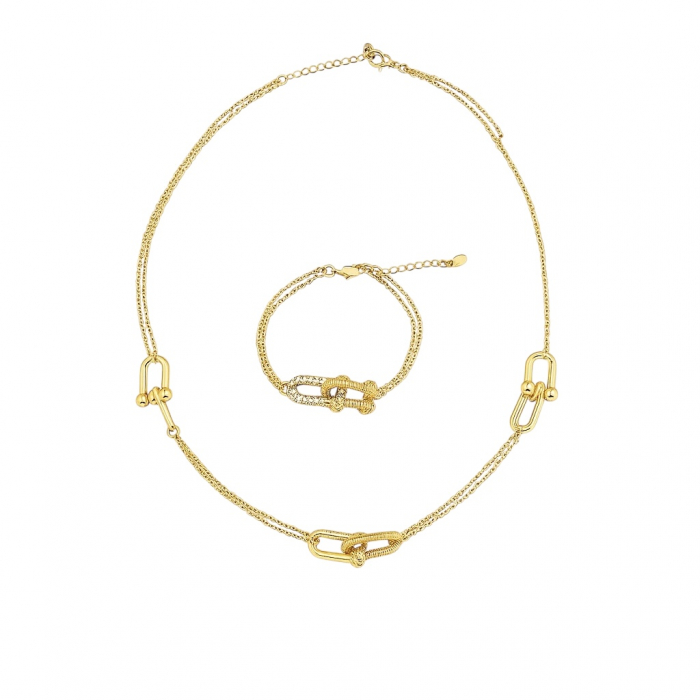 Set Colier-Bratara Gold T-Design Diamonds [1]