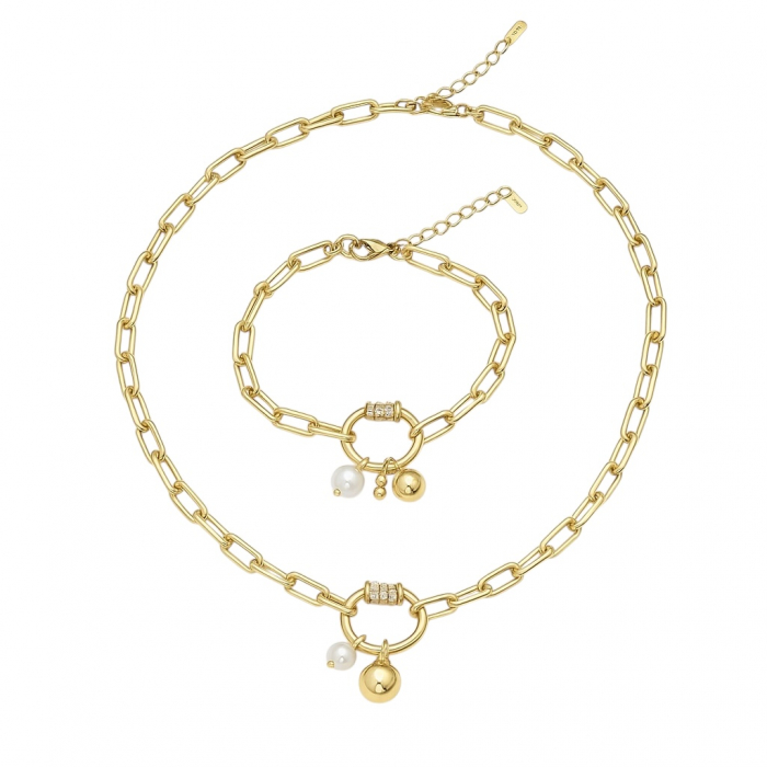 Set Colier-Bratara Gold T-Design Diamonds [1]