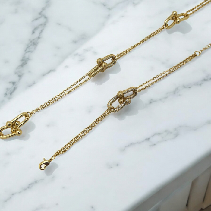 Set Colier-Bratara Gold T-Design Diamonds [2]