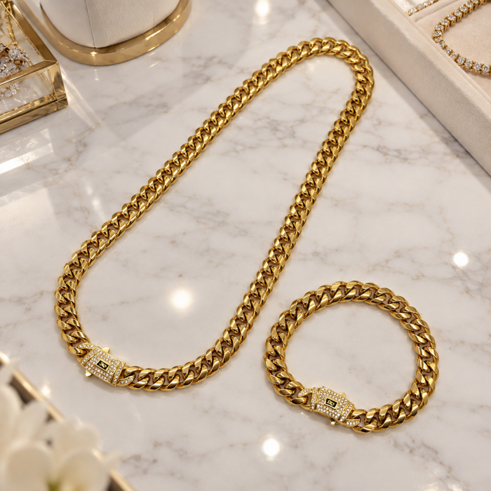 Set Colier-Bratara Monaco Placat 18K / 8 MM [3]