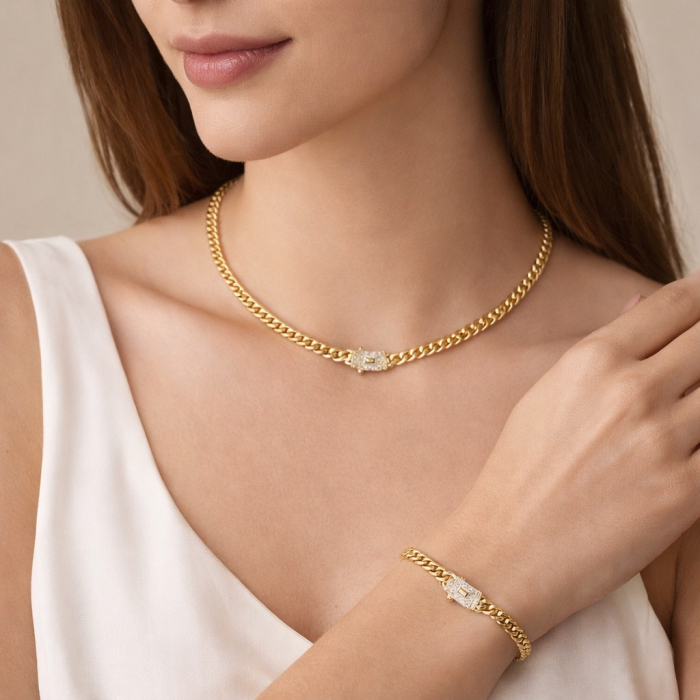 Set Colier-Bratara Monaco Placat 18K / 8 MM [2]