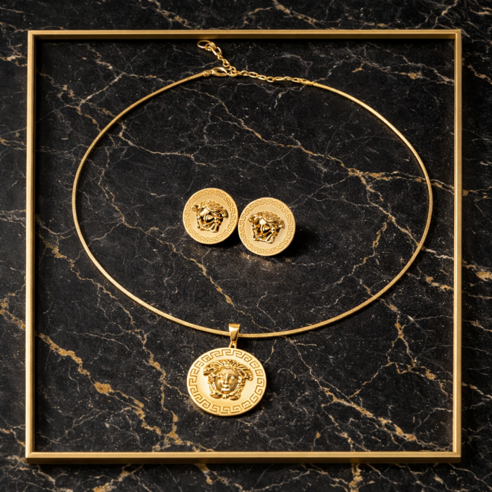 Set Colier-Cercei Dama Gold Medusa [3]