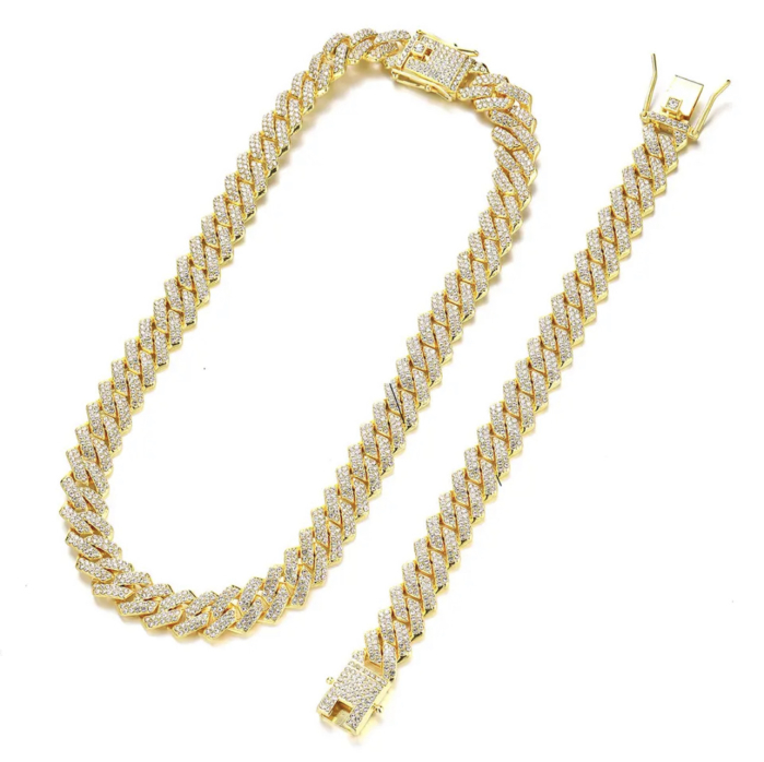 Set Cuban Gold Full Diamonds 12MM [2]