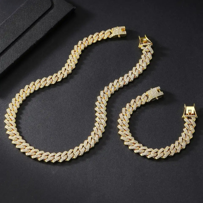 Set Cuban Gold Full Diamonds 12MM [3]