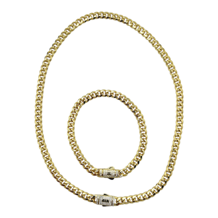 Set Cuban Monaco Gold 14K Plated 6 MM / 40 CM [1]