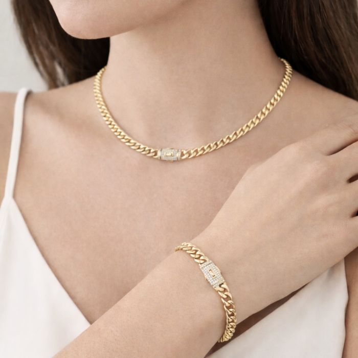 Set Cuban Monaco Gold 14K Plated 6 MM / 40 CM [2]