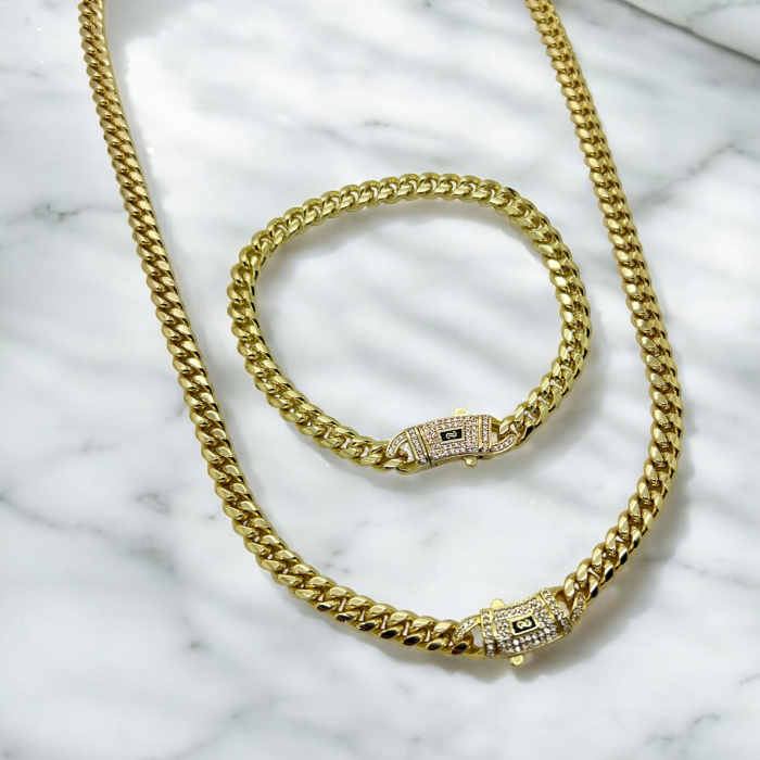 Set Cuban Monaco Gold 14K Plated 6 MM [2]