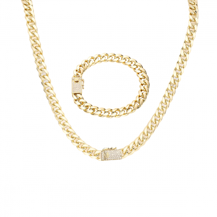 Set Cuban Monaco Gold 14K Plated 8 MM / 50 CM [1]