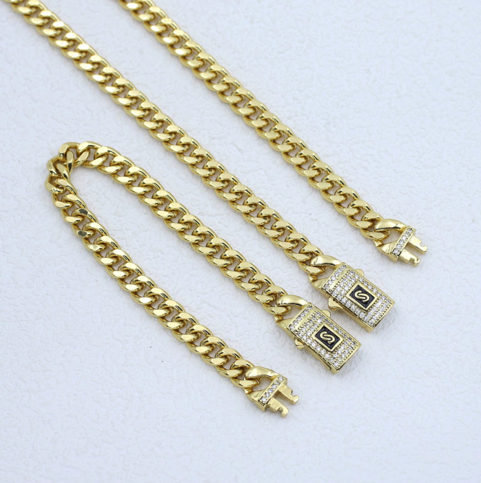 Set Cuban Monaco Gold 14K Plated 8 MM [2]