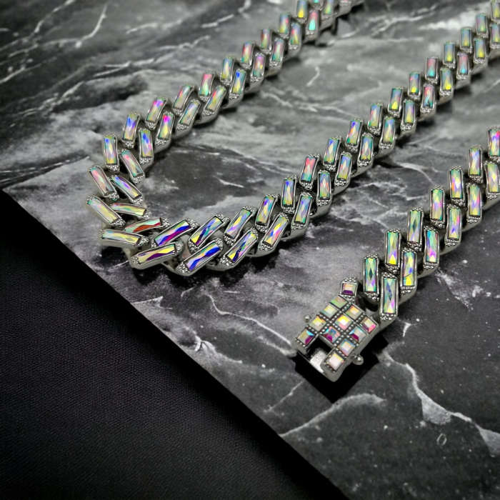 Set Cuban Silver Full Rainbow Diamonds [5]