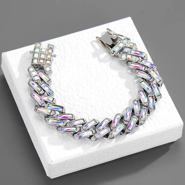 Set Cuban Silver Full Rainbow Diamonds [3]