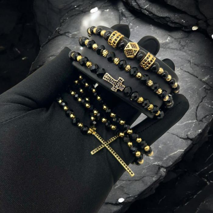 Set Lant-3 bratari GoldBlack Luxury [2]