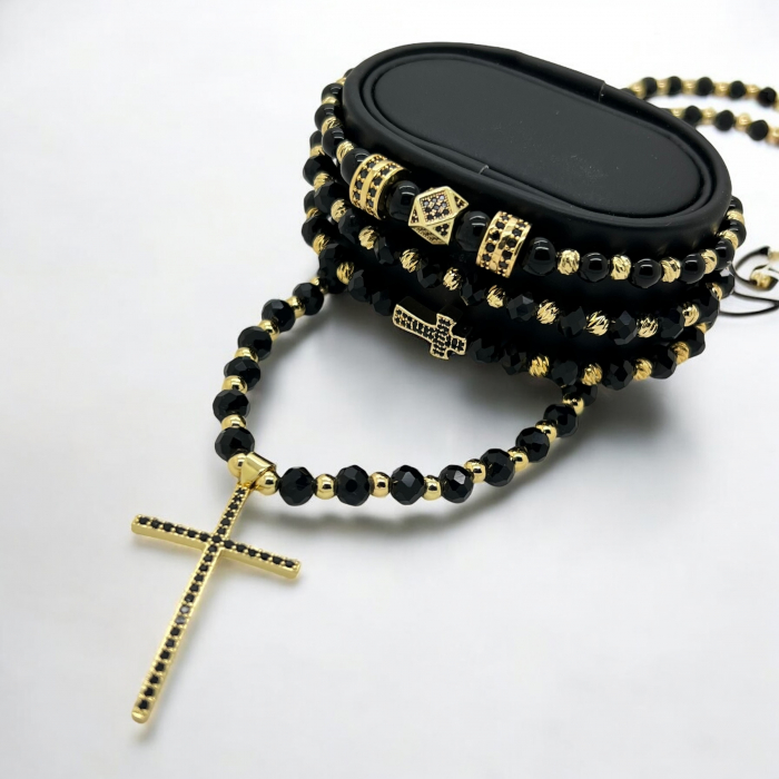 Set Lant-3 bratari GoldBlack Luxury [5]