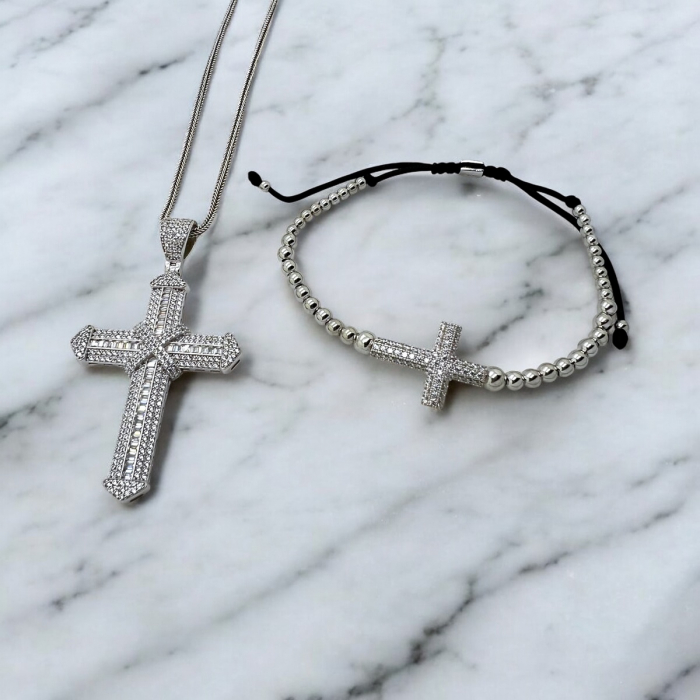 Set Lant-Bratara Argint 925 Diamonds Cross [4]