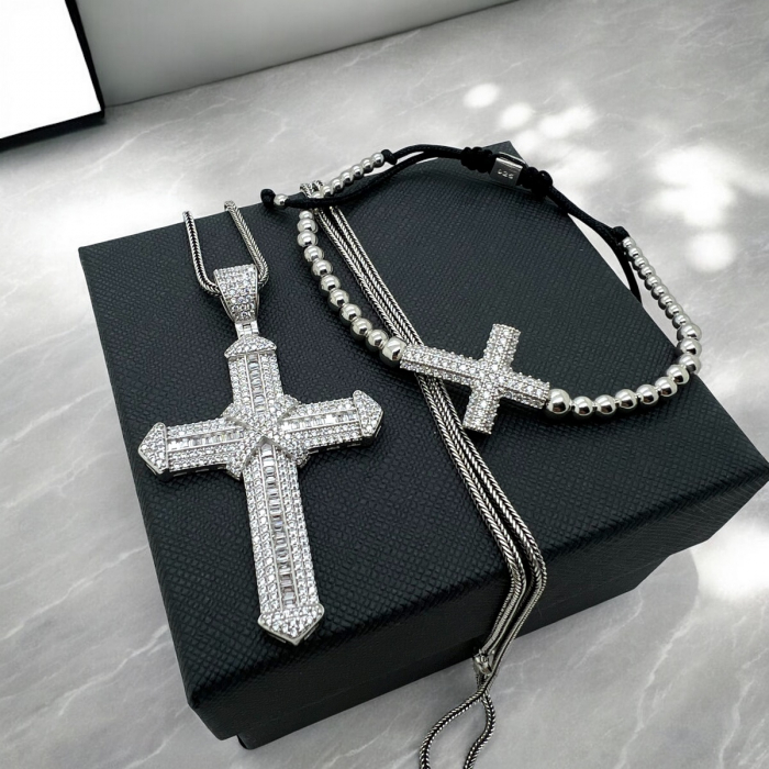 Set Lant-Bratara Argint 925 Diamonds Cross [2]