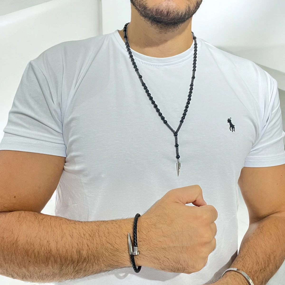 Set Lant-Bratara Black Stone Cuff [3]