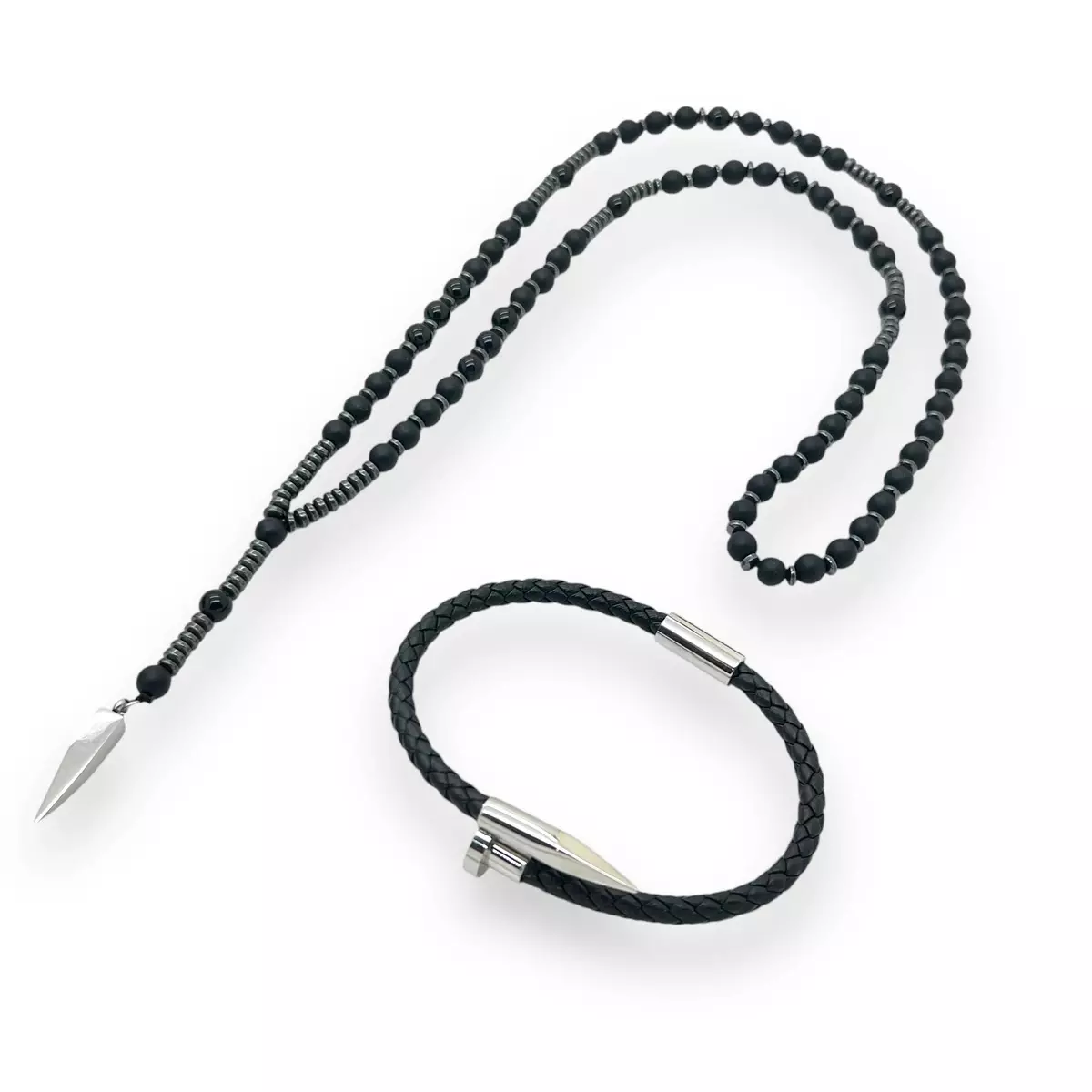 Set Lant-Bratara Black Stone Cuff [1]